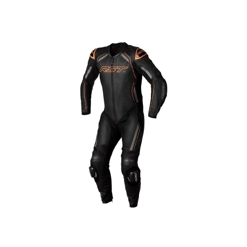 Costum de motocicletă dintr-o singură bucată RST S1 CE negru-gri-fluo portocaliu lichidare