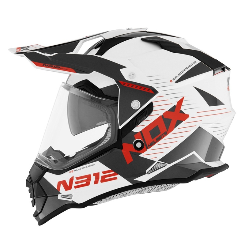 Cască de enduro NOX N312 EXTEND 2022 roșu-gri-albastru lichidare
