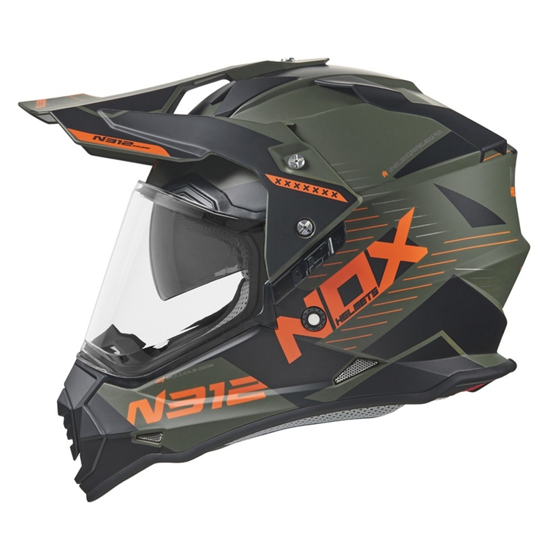 Cască de enduro NOX N312 EXTEND 2022 kaki-orange