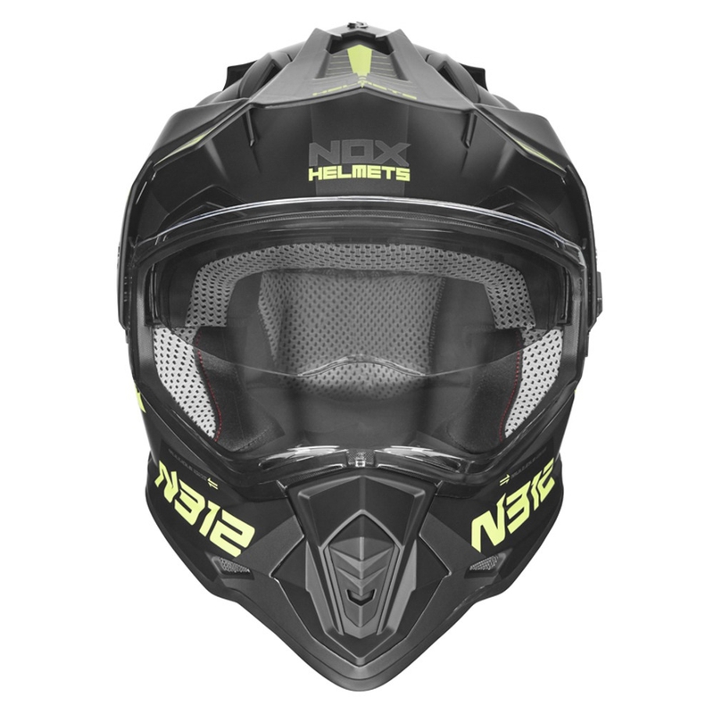 Cască de enduro NOX N312 EXTEND 2022 negru-galben-fluo