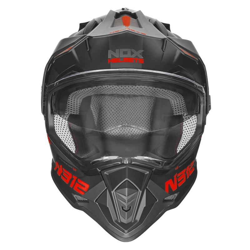 Cască de enduro NOX N312 EXTEND 2022 negru-gri-roșu lichidare