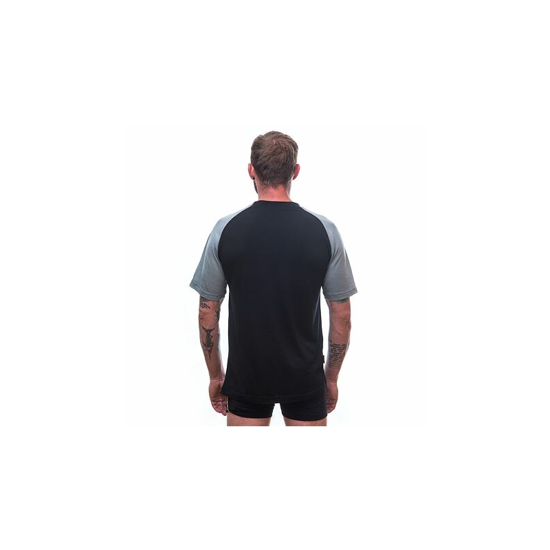 Cămașă pentru bărbați Sensor Merino Active PT Logo negru-gri výprodej lichidare