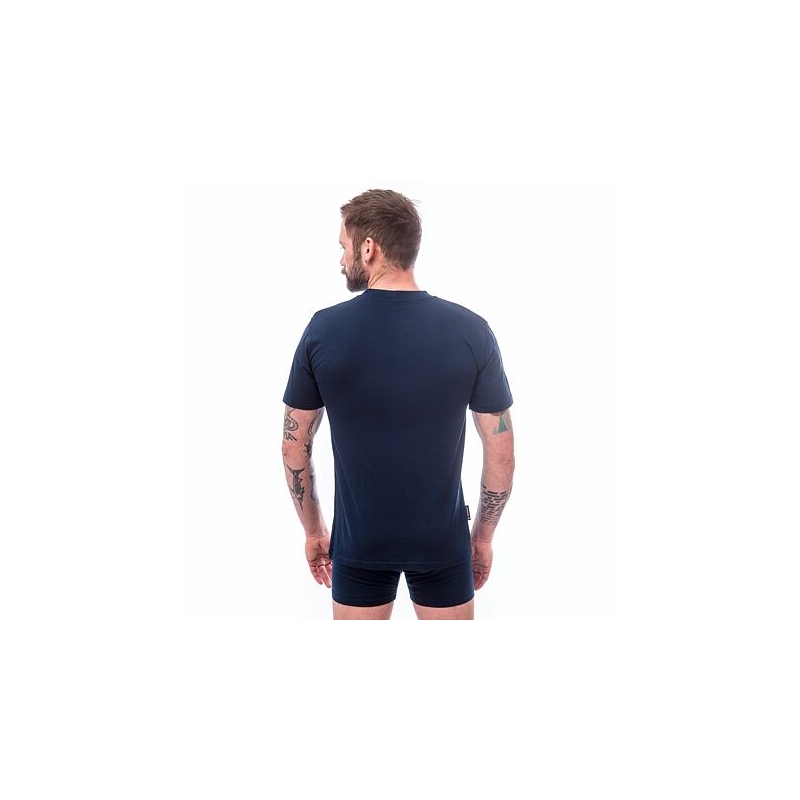 Tricou pentru bărbați Sensor Merino Active PT Mountains albastru închis lichidare