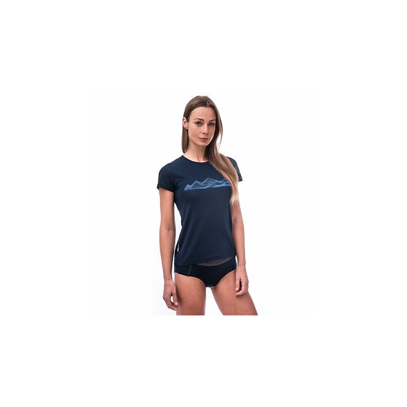 Femei Sensor Merino Active PT Mountains T-shirt albastru închis lichidare