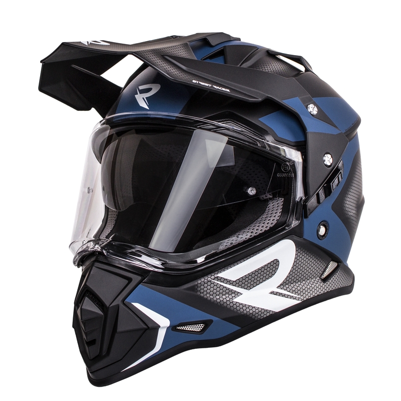 Cască moto enduro Street Racer Tracker negru-albastru