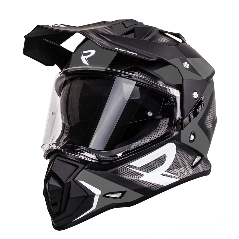 Cască moto enduro Street Racer Tracker negru-gri