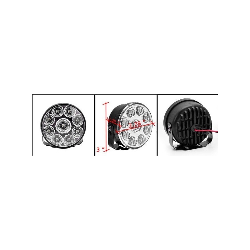 Lumini de zi Superlight DRL 9 LED-uri rotunde