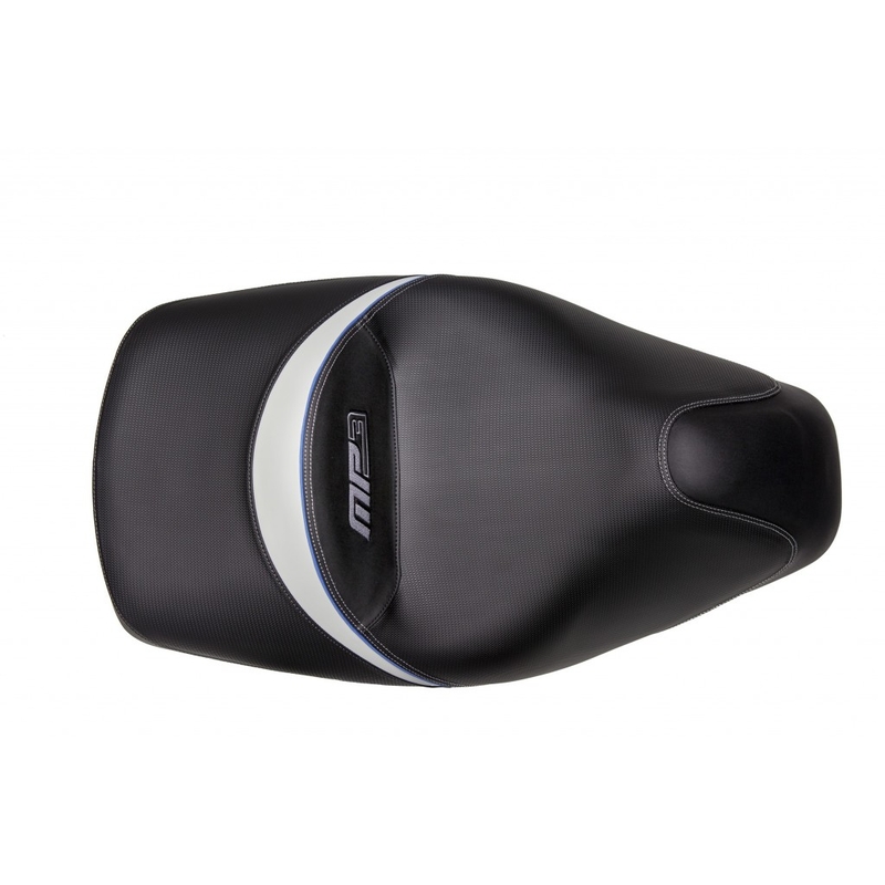 Scaun confort SHAD negru/alb, cusaturi gri/albastru