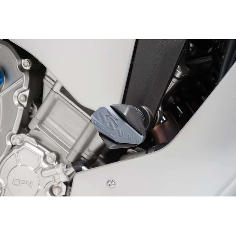 Frame sliders PUIG R12 black with grey rubber pentru YAMAHA YZF-R1 2015-2026, YAMAHA MT-10 1000 2016-2026
