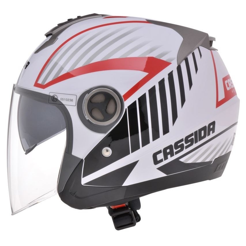 Cască de motociclist Cassida Magnum negru-alb-roșu
