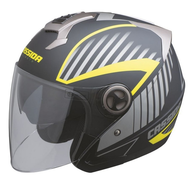 Cască de motocicletă Cassida Magnum negru-gri-galben-fluo