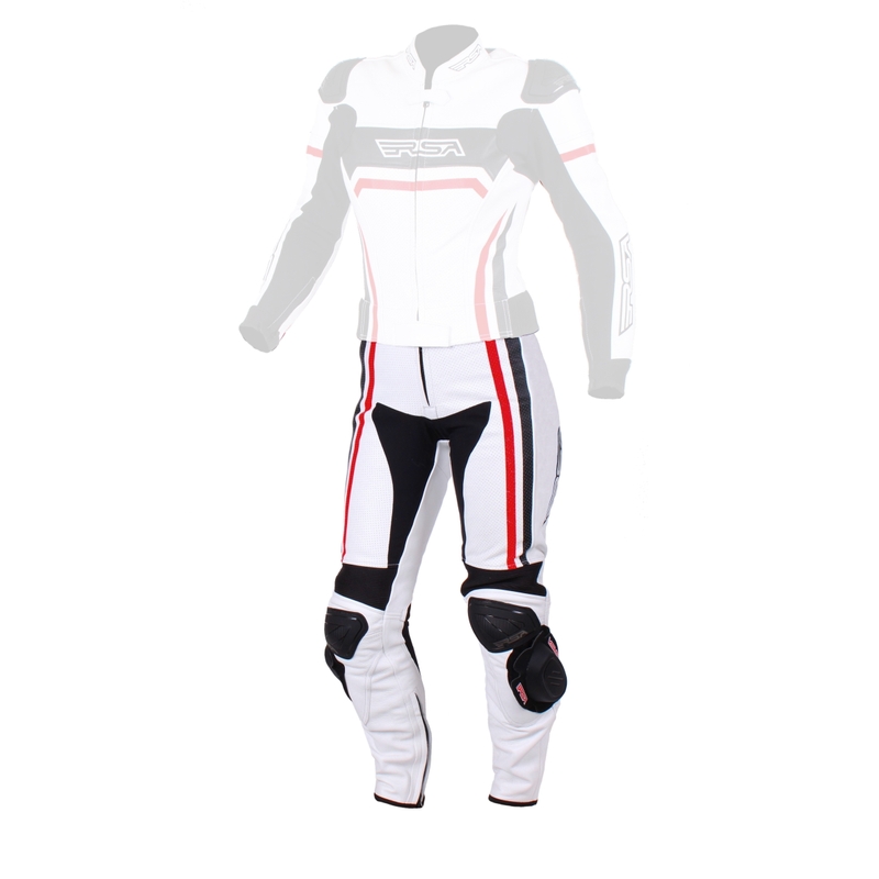 Pantaloni de motociclete pentru femei RSA Virus alb-negru-roșu výprodej lichidare