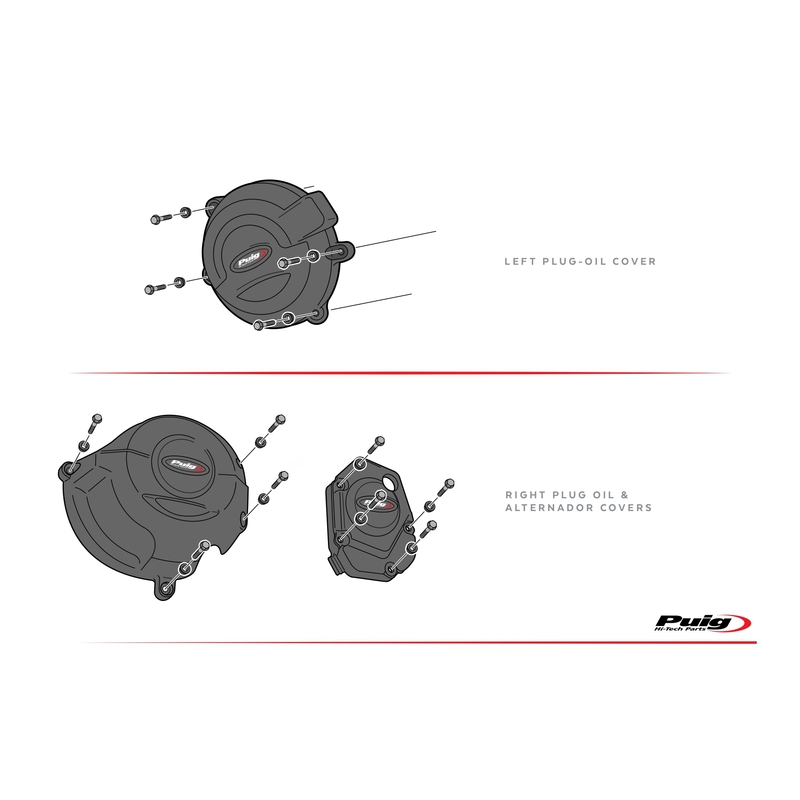 Engine protective covers PUIG Negru included right, left and alternator caps
