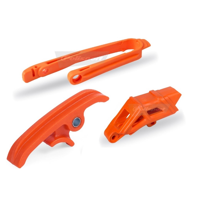 Chain guide / slider / sliding piece kit POLISPORT orange KTM