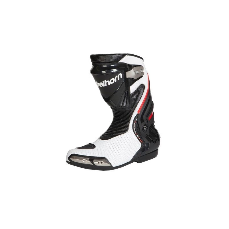 Rebelhorn Rival alb și negru Perforated Motocicleta Boots lichidare