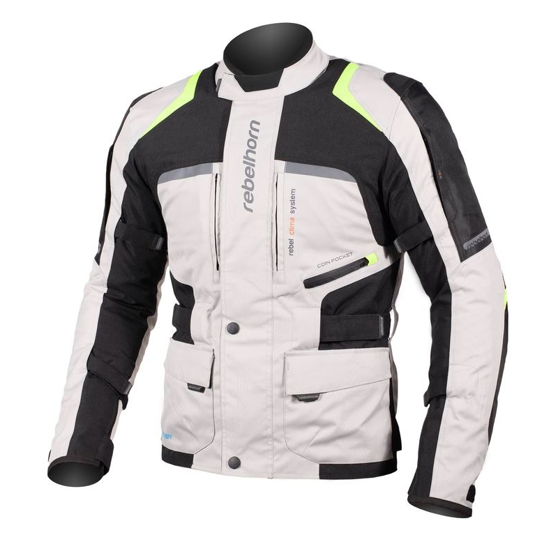 Jachetă moto Rebelhorn Hiker Pro gri-negru-galben-fluo