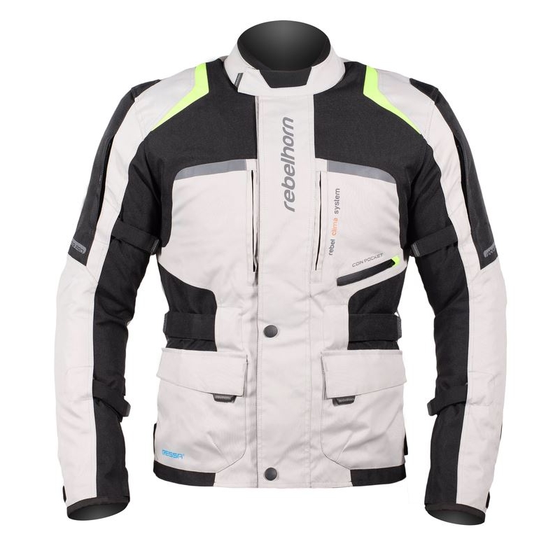 Jachetă moto Rebelhorn Hiker Pro gri-negru-galben-fluo