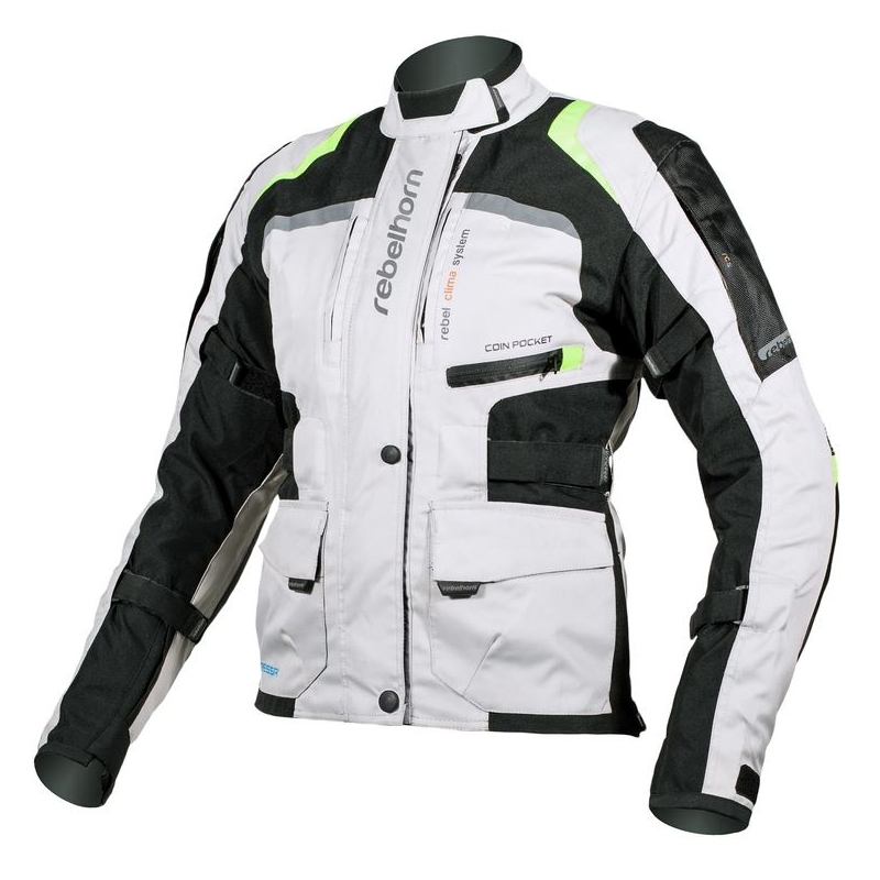 Jacheta moto pentru femei Rebelhorn Hiker Pro gri-negru-fluo galben lichidare