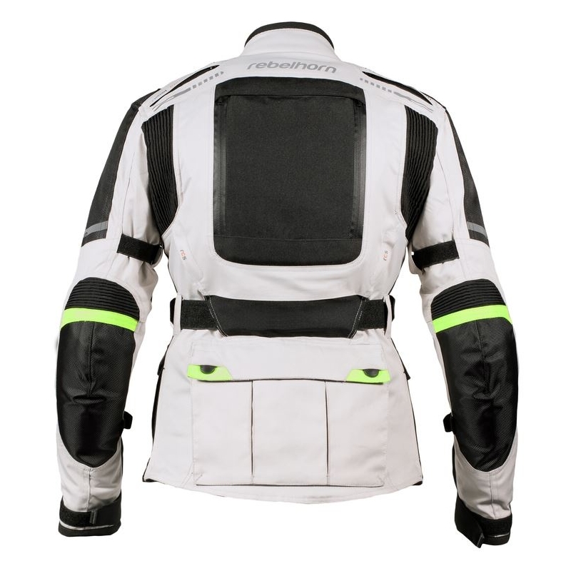 Jacheta moto pentru femei Rebelhorn Hiker Pro gri-negru-fluo galben lichidare