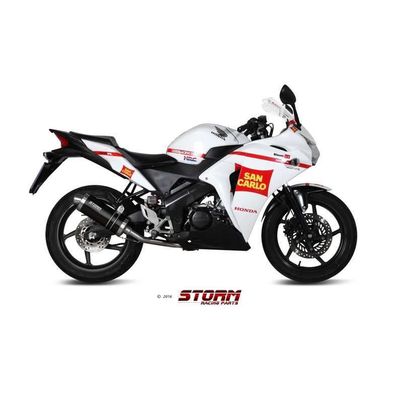 Sistem de evacuare complet 1x1 STORM OVAL negru otel pentru HONDA CBR 125 R 2011-2019