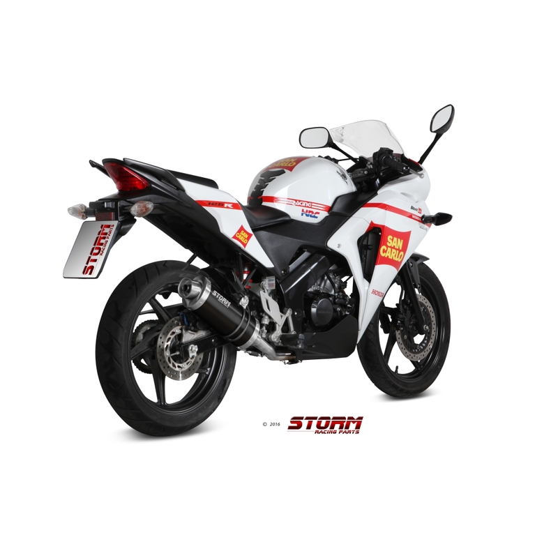 Sistem de evacuare complet 1x1 STORM OVAL negru otel pentru HONDA CBR 125 R 2011-2019