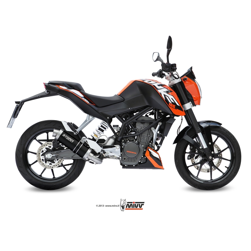Sistem de evacuare complet 1x1 STORM GP negru otel pentru KTM Duke 125 2011-2016, KTM Duke 200 2012-2014