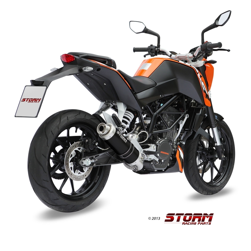 Sistem de evacuare complet 1x1 STORM GP negru otel pentru KTM Duke 125 2011-2016, KTM Duke 200 2012-2014