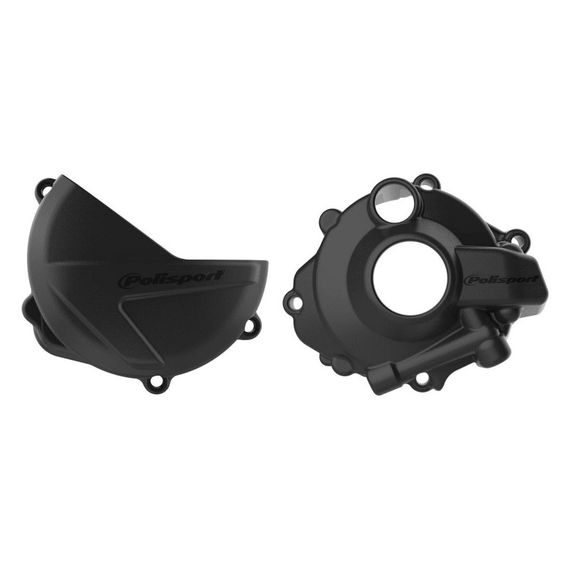 Clutch and ignition cover protector kit POLISPORT Negru