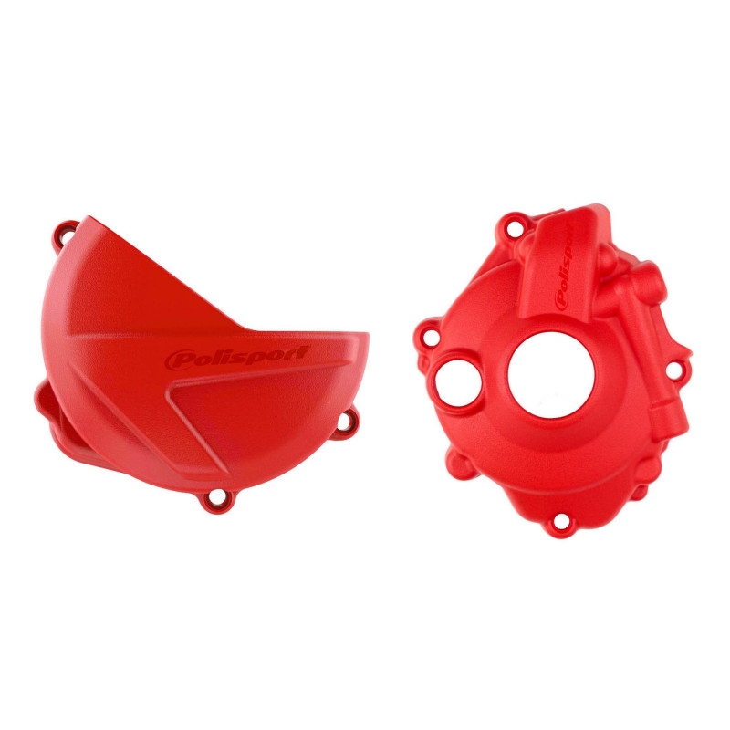 Clutch and ignition cover protector kit POLISPORT Rosu