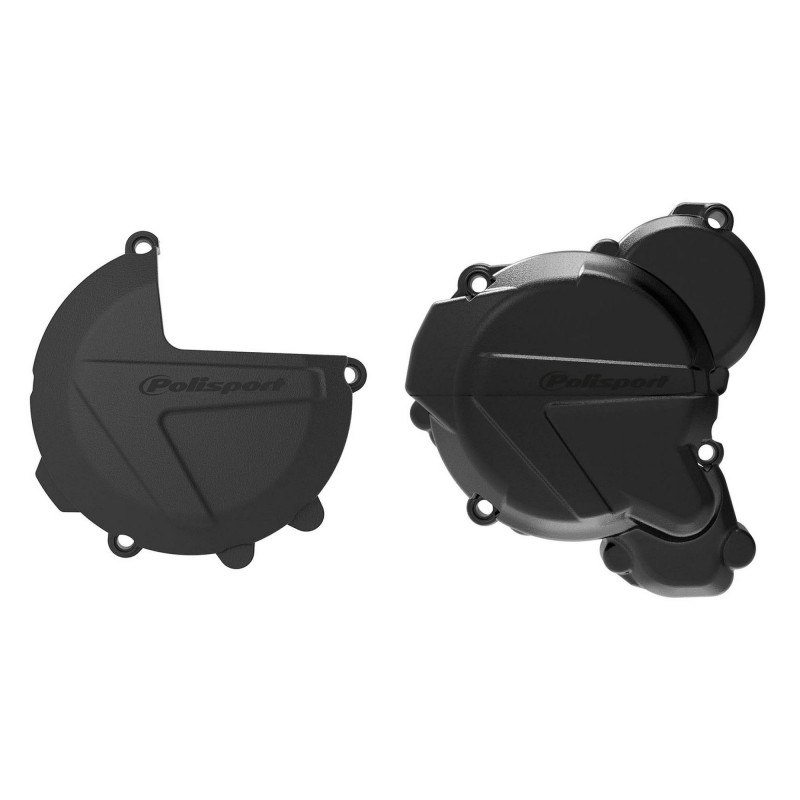 Clutch and ignition cover protector kit POLISPORT Negru