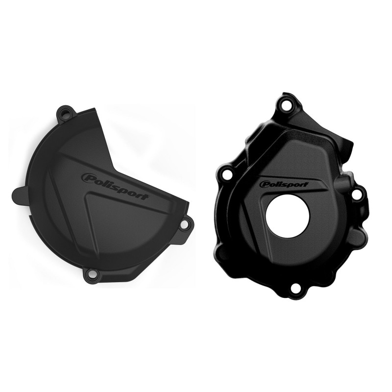 Clutch and ignition cover protector kit POLISPORT Negru