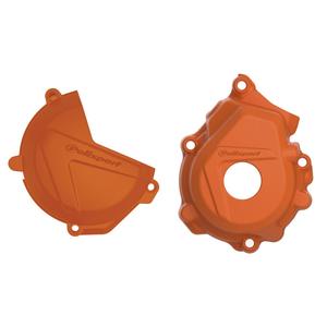 Clutch and ignition cover protector kit POLISPORT 90975 Portocaliu