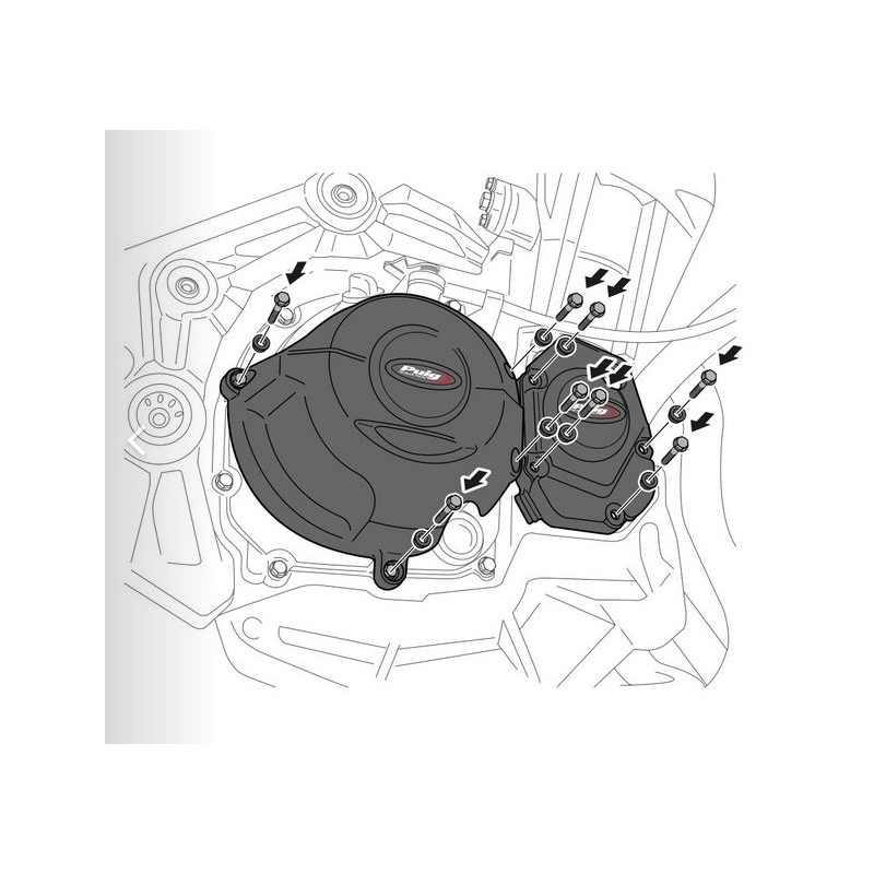 Engine protective covers PUIG Negru included right, left and alternator caps