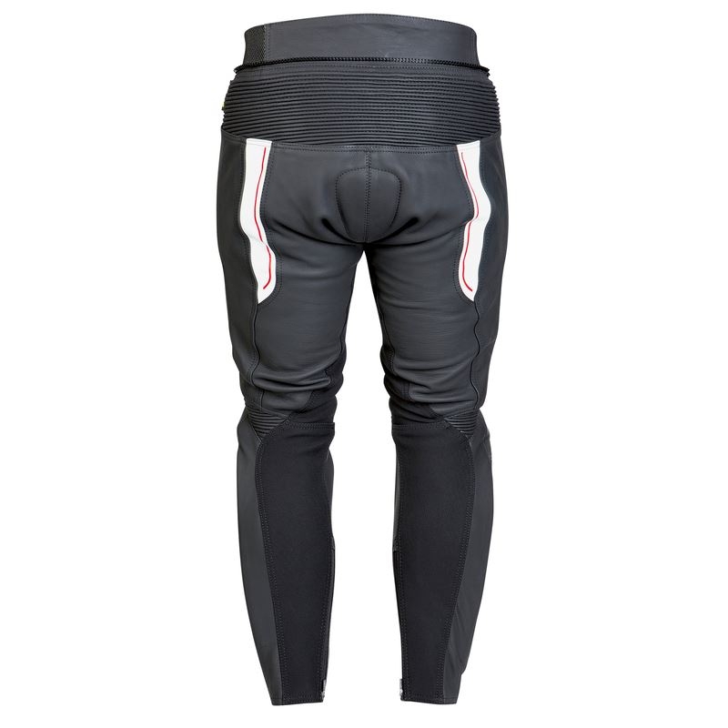 Pantaloni de motocicletă din piele Ozone Grip - negru/alb