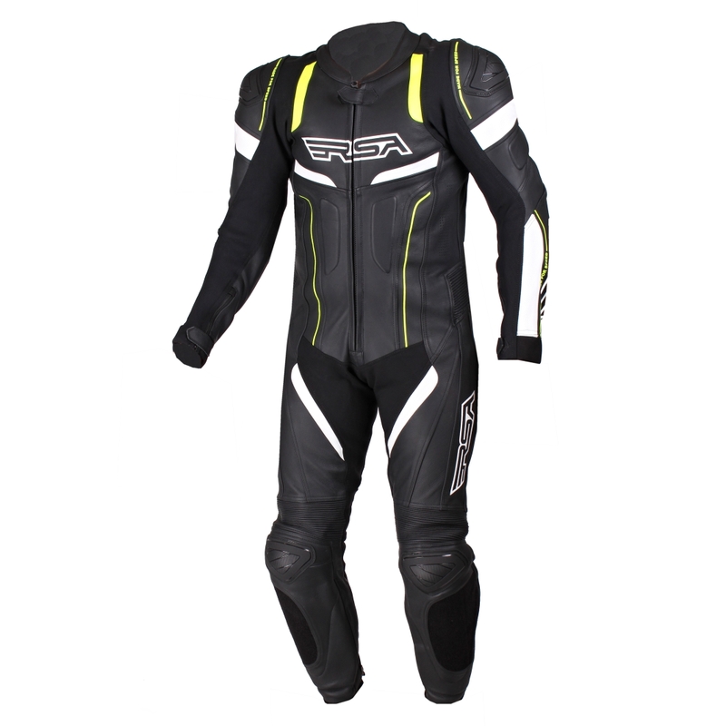 Costum bărbătesc dintr-o singură bucată RSA Road negru-alb-alb-galben-fluo lichidare
