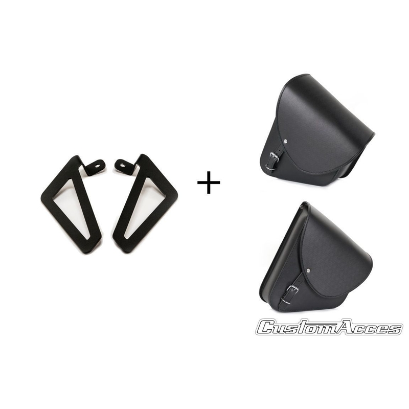 Leather saddlebag CUSTOMACCES BARCELONA Negru pair, with universal support