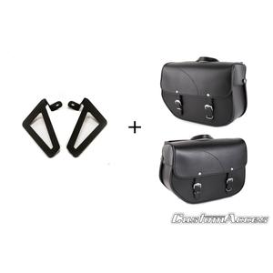 Leather saddlebag CUSTOMACCES SANT LOUIS APS002N Negru pair, with universal support