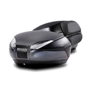 Top case SHAD SH48 D0B48306R Gri inchis with backrest, carbon cover and PREMIUM SMART lock