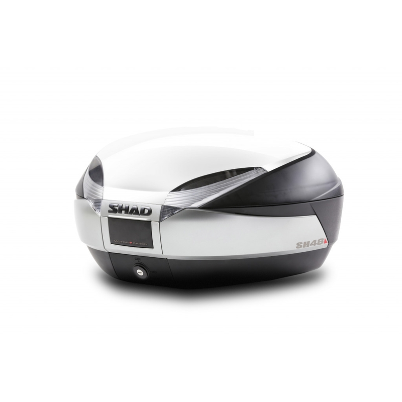 Top case cu capac colorat SHAD SH48 Alb with PREMIUM SMART lock