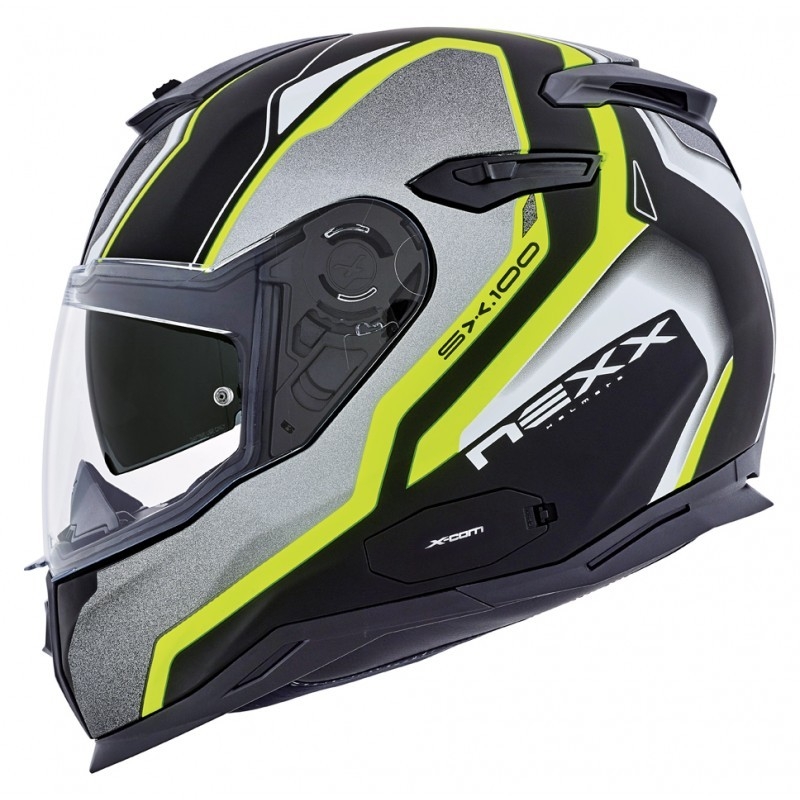 Cască de motocicletă Nexx SX 100 Blast negru-gri-fluo galben lichidare