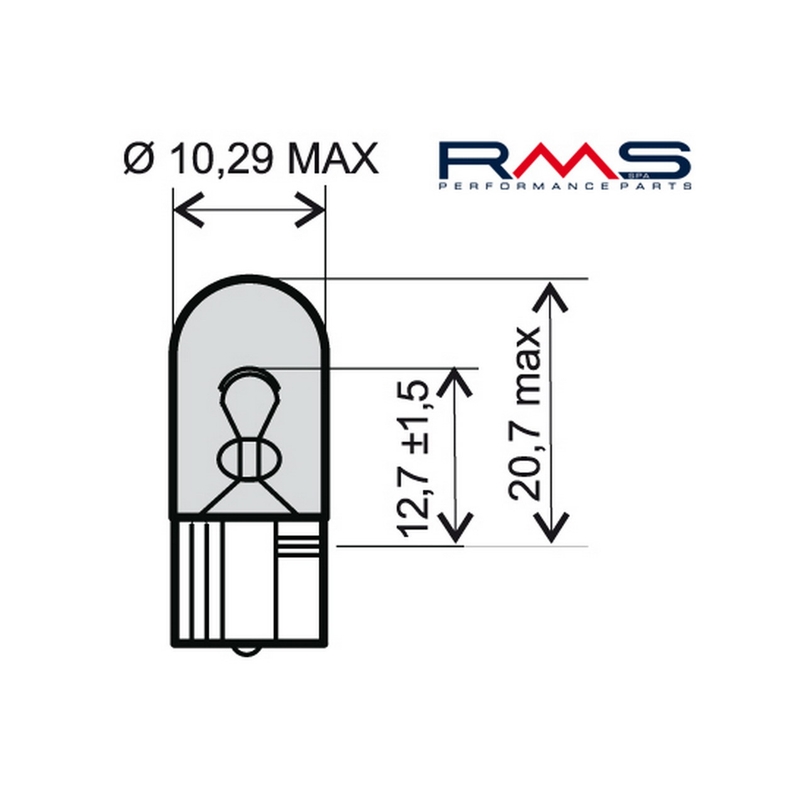 Lamp RMS W2 1X9 5D 12V 5W