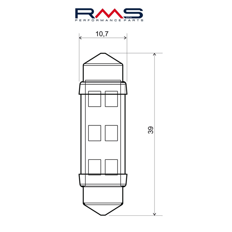 Bec RMS 12V 6 Led, SV8.5 Alb