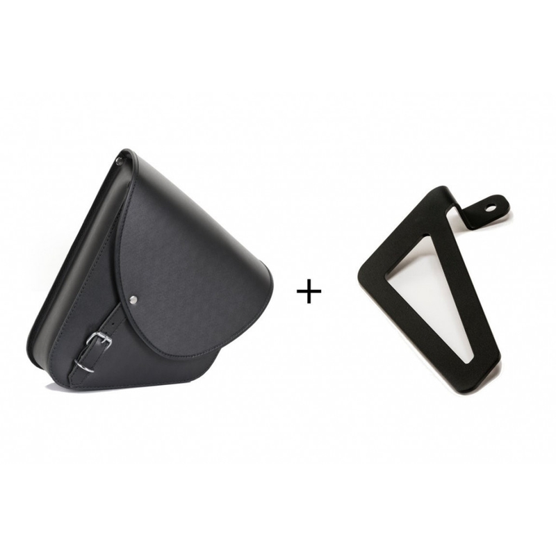 Leather saddlebag CUSTOMACCES BARCELONA Negru right, with universal support