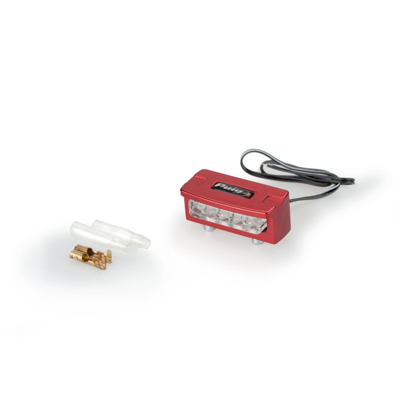 Licence support light PUIG FLASH Rosu alu with LEDs
