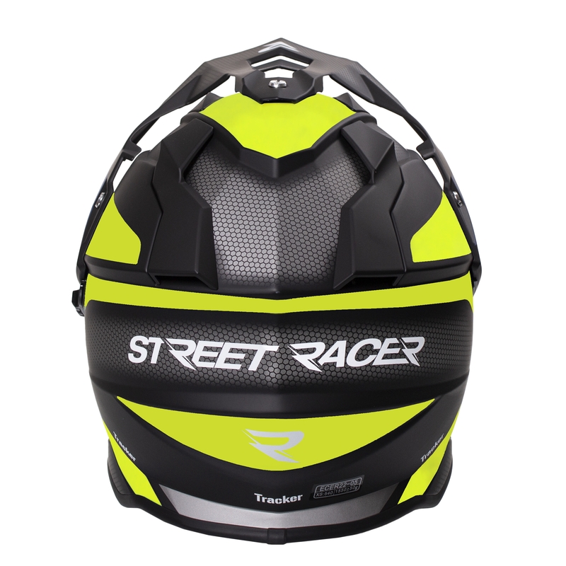Cască moto enduro Street Racer Tracker negru-galben fluorescent