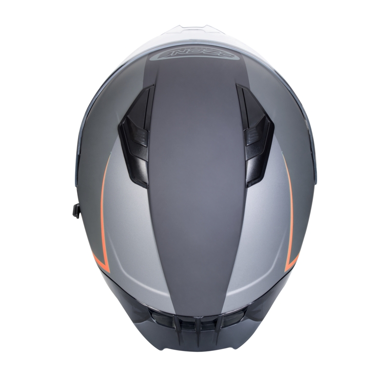 Cască de motociclist integrală Ozone Sprint Stripe negru-cenușiu-roșu-fluo