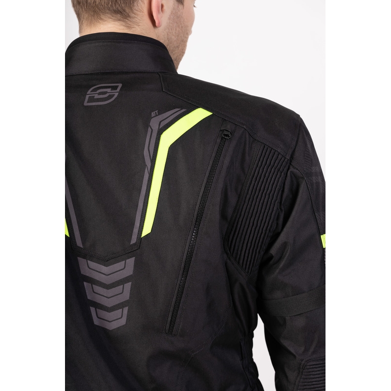 Geacă de motocicletă Ozone Tour III negru-antracit-galben-fluo