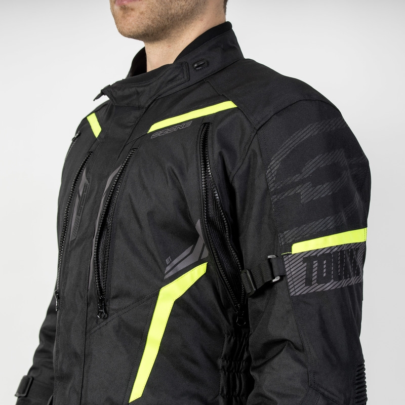 Geacă de motocicletă Ozone Tour III negru-antracit-galben-fluo