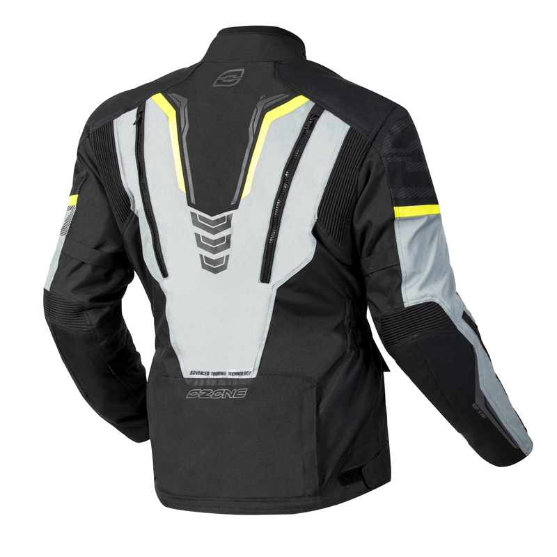 Geacă de motocicletă Ozone Tour III negru-gri-galben-fluo