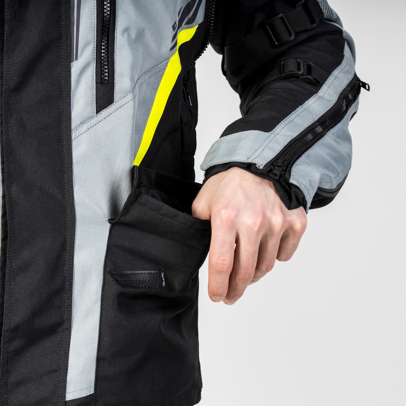Geacă de motocicletă Ozone Tour III negru-gri-galben-fluo